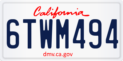 CA license plate 6TWM494