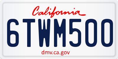 CA license plate 6TWM500