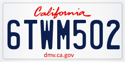 CA license plate 6TWM502