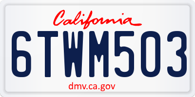 CA license plate 6TWM503