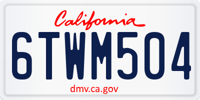 CA license plate 6TWM504