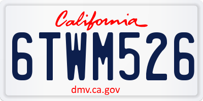 CA license plate 6TWM526