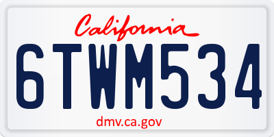 CA license plate 6TWM534