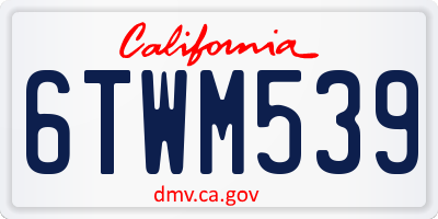 CA license plate 6TWM539