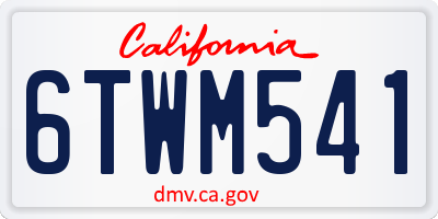 CA license plate 6TWM541