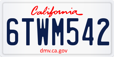 CA license plate 6TWM542