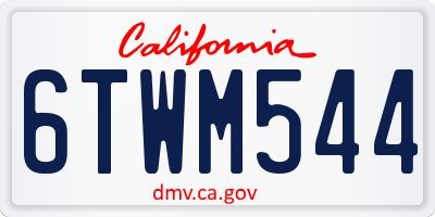 CA license plate 6TWM544