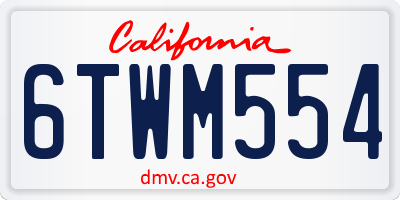 CA license plate 6TWM554