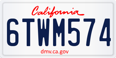 CA license plate 6TWM574