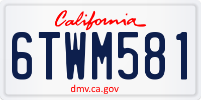 CA license plate 6TWM581