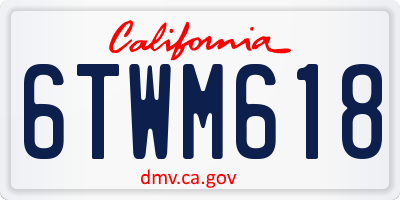 CA license plate 6TWM618