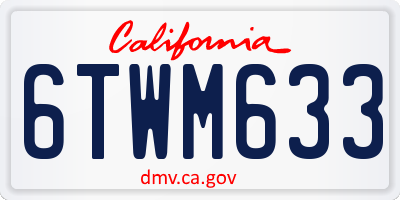 CA license plate 6TWM633