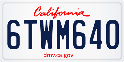 CA license plate 6TWM640