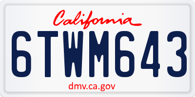 CA license plate 6TWM643