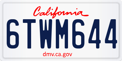 CA license plate 6TWM644