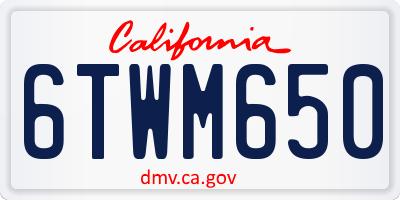 CA license plate 6TWM650