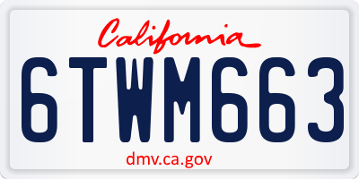 CA license plate 6TWM663