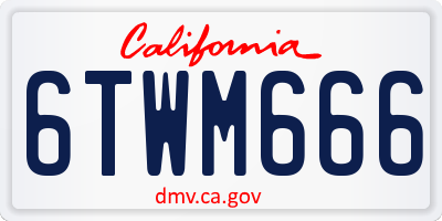 CA license plate 6TWM666