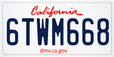 CA license plate 6TWM668