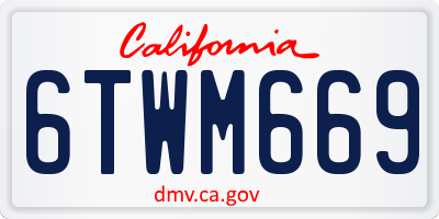 CA license plate 6TWM669