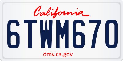 CA license plate 6TWM670