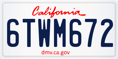 CA license plate 6TWM672