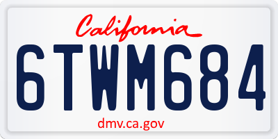 CA license plate 6TWM684