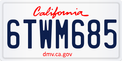 CA license plate 6TWM685