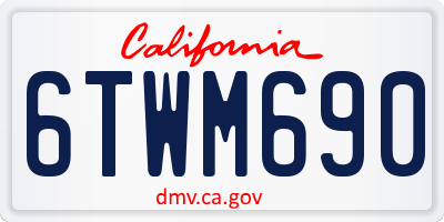 CA license plate 6TWM690