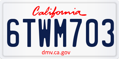 CA license plate 6TWM703