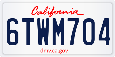CA license plate 6TWM704