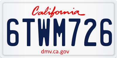 CA license plate 6TWM726