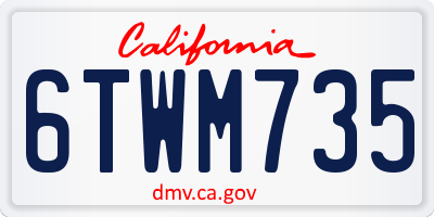CA license plate 6TWM735