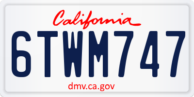 CA license plate 6TWM747