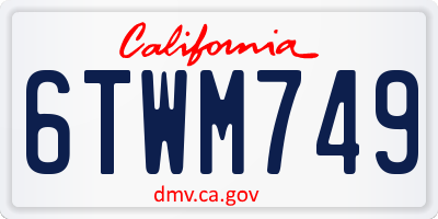 CA license plate 6TWM749