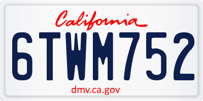 CA license plate 6TWM752
