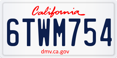 CA license plate 6TWM754