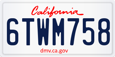 CA license plate 6TWM758