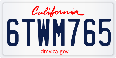 CA license plate 6TWM765