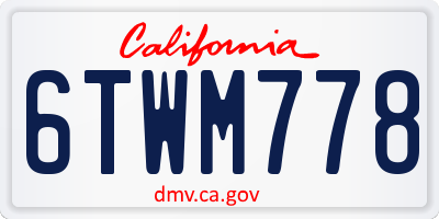 CA license plate 6TWM778