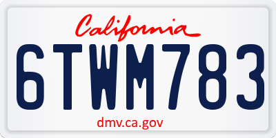 CA license plate 6TWM783