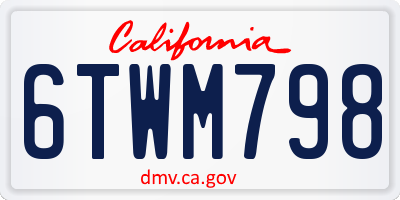 CA license plate 6TWM798