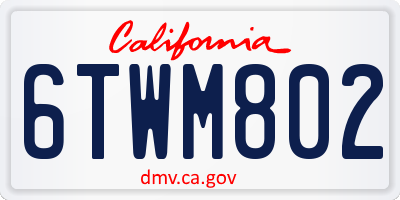 CA license plate 6TWM802
