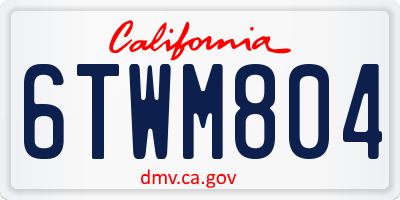 CA license plate 6TWM804