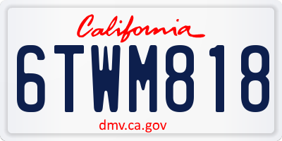 CA license plate 6TWM818