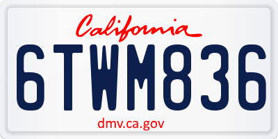 CA license plate 6TWM836