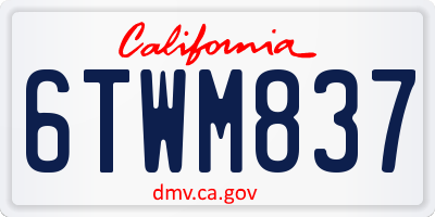 CA license plate 6TWM837