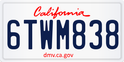 CA license plate 6TWM838