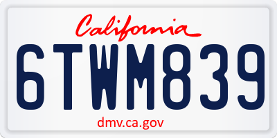 CA license plate 6TWM839
