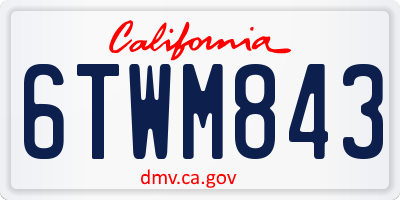 CA license plate 6TWM843